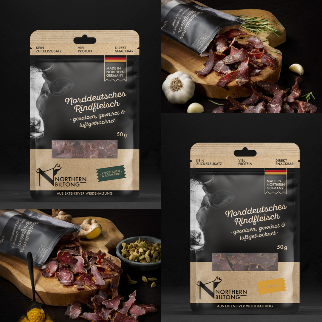 Biltong Knoblauch Rosmarin Curry Trockenfleisch