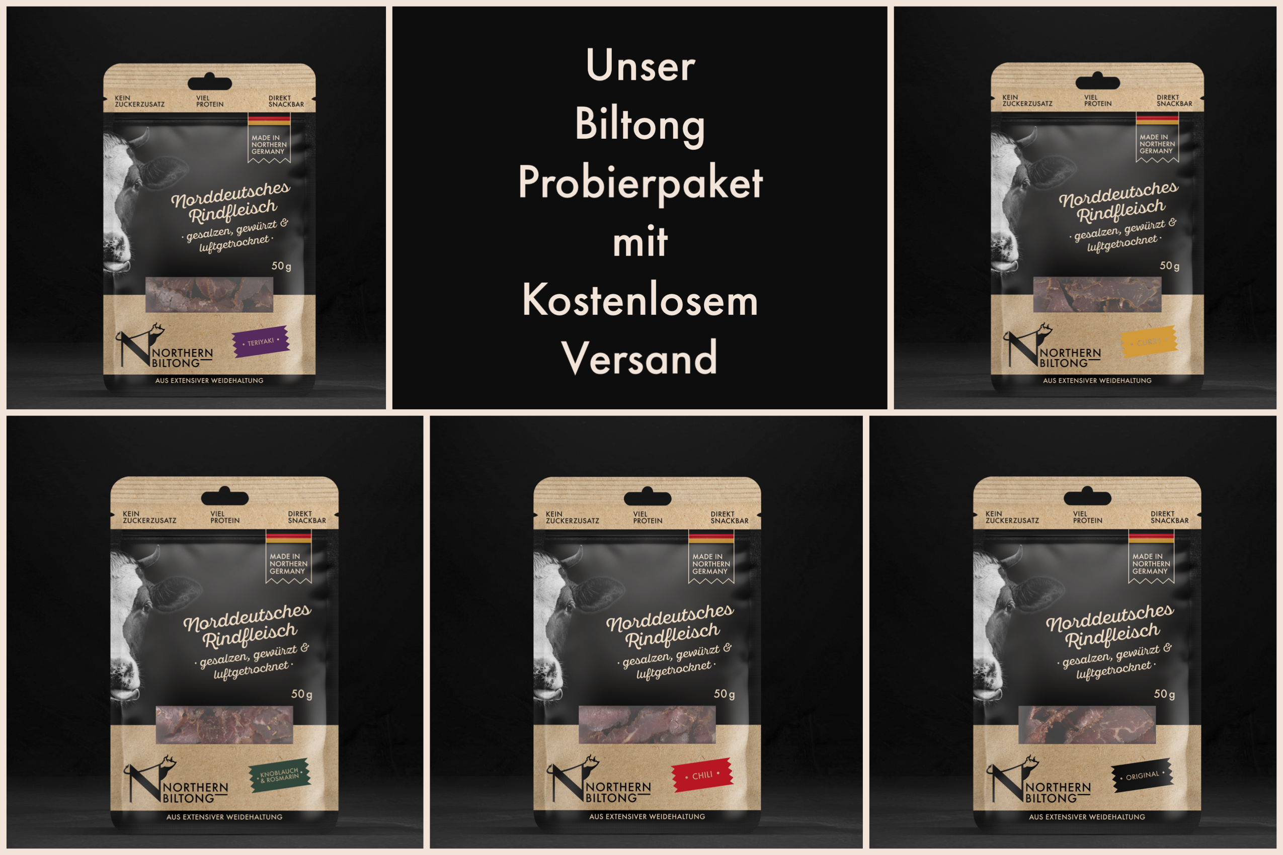 Probierpaket - 5x50g Biltong mit kostenfreiem Versand